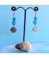 Boucles d'oreilles Cœur  en Agate bleue