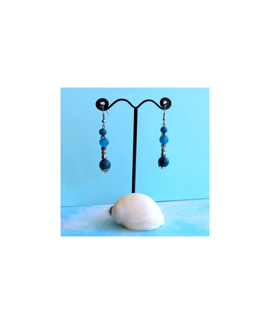 Boucles d'oreilles en Agate bleue