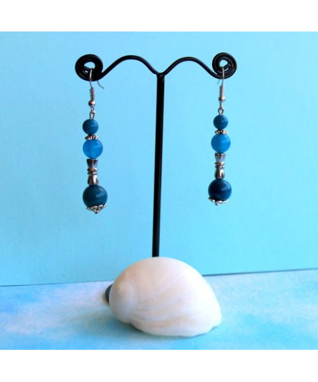 Boucles d'oreilles en Agate bleue