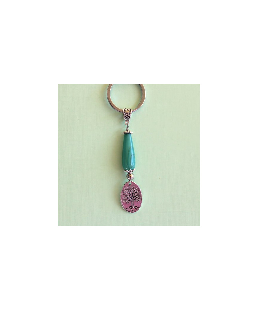 Porte-clefs Arbre de Vie en Agate vert