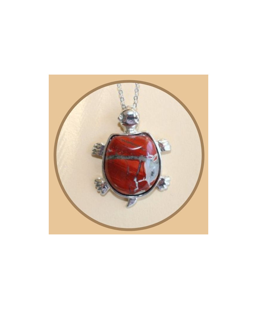 Pendentif Tortue en Jaspe rouge