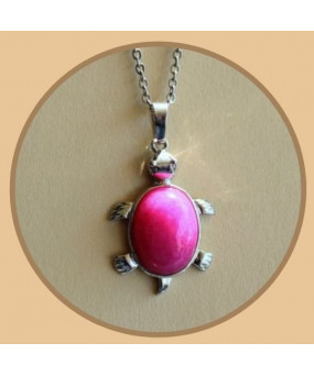 Pendentif Tortue en Agate rose