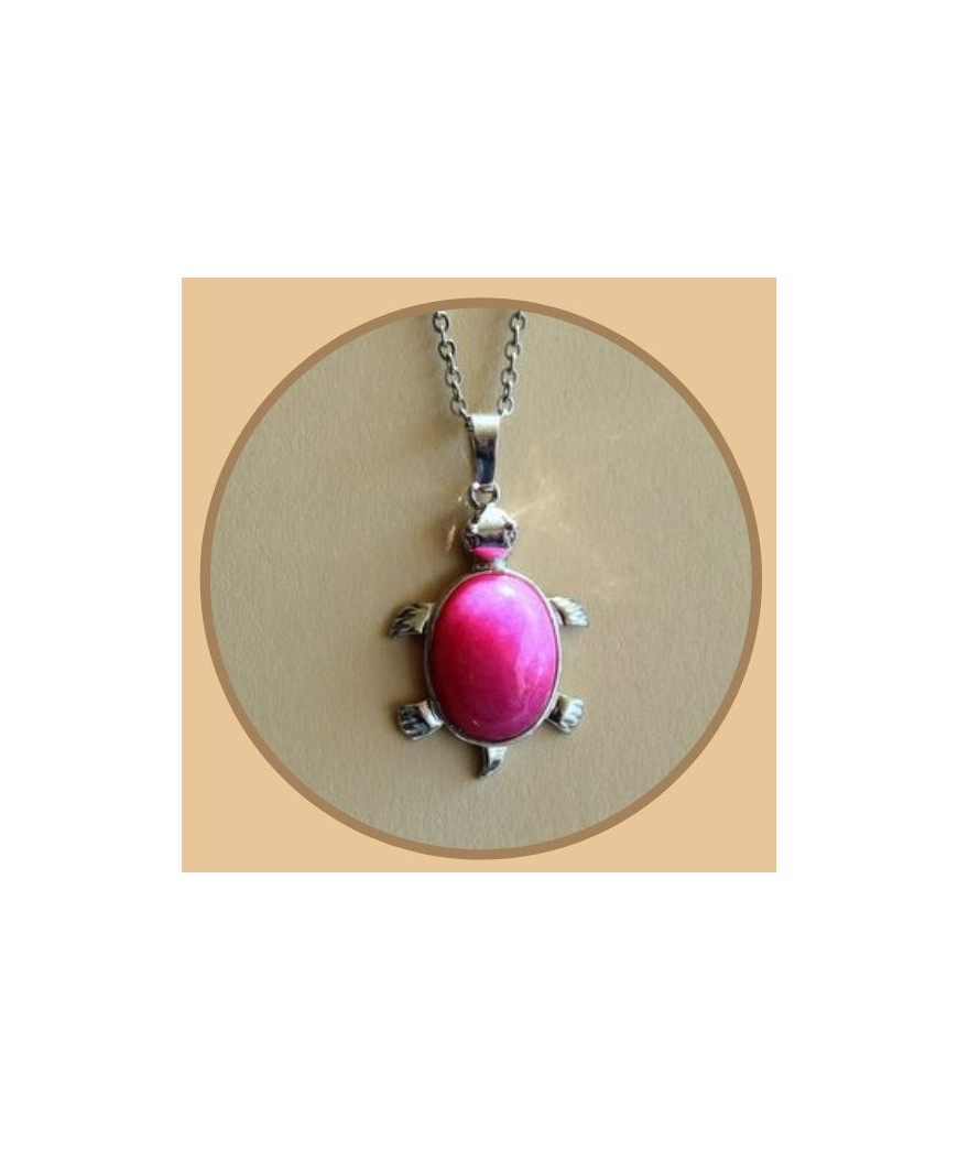 Pendentif Tortue en Agate rose