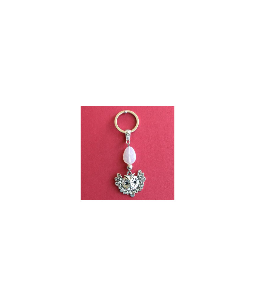 Porte-clefs Chouette en Agate blanche