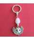 Porte-clefs Chouette en Agate blanche