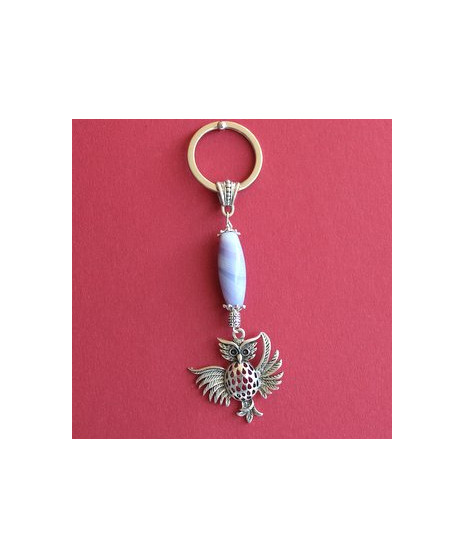 Porte-clefs Chouette en Agate violette
