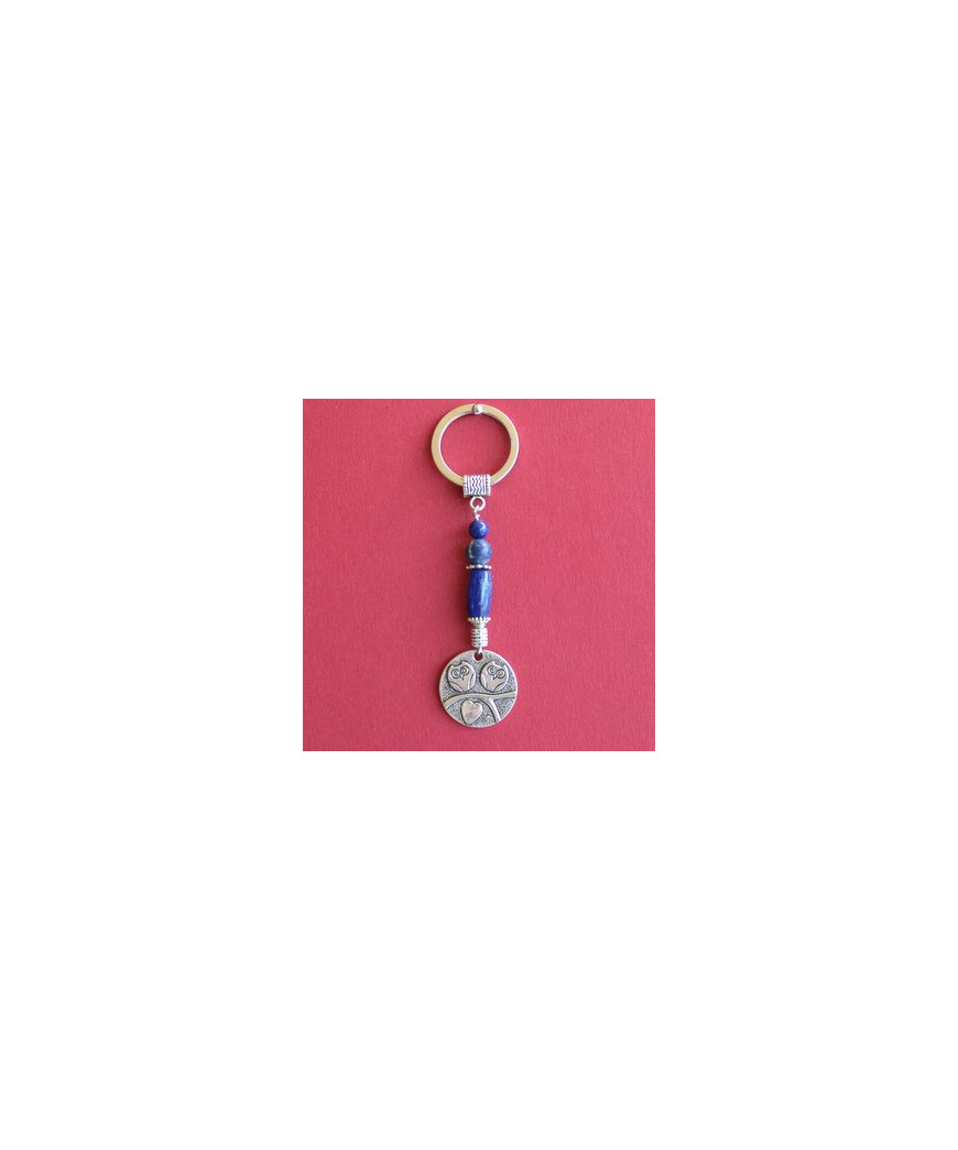 Porte-clefs Chouette en Lapis Lazuli