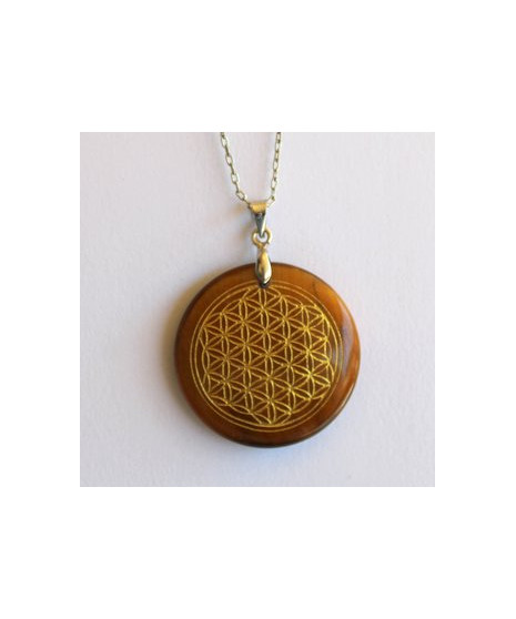 Pendentif Fleur de vie en Œil de Tigre