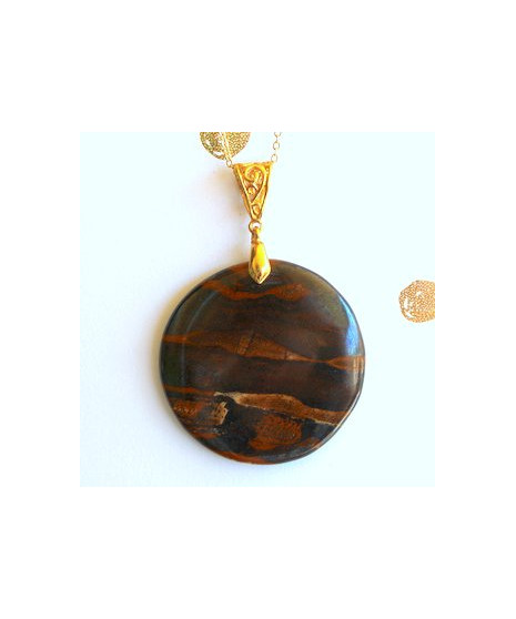 Pendentif rond en Œil de Tigre