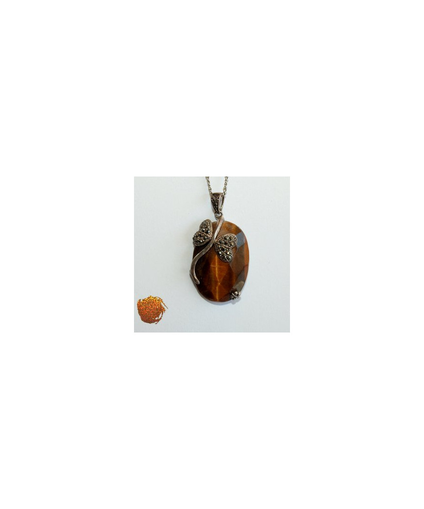 Pendentif Libellule en Œil de Tigre