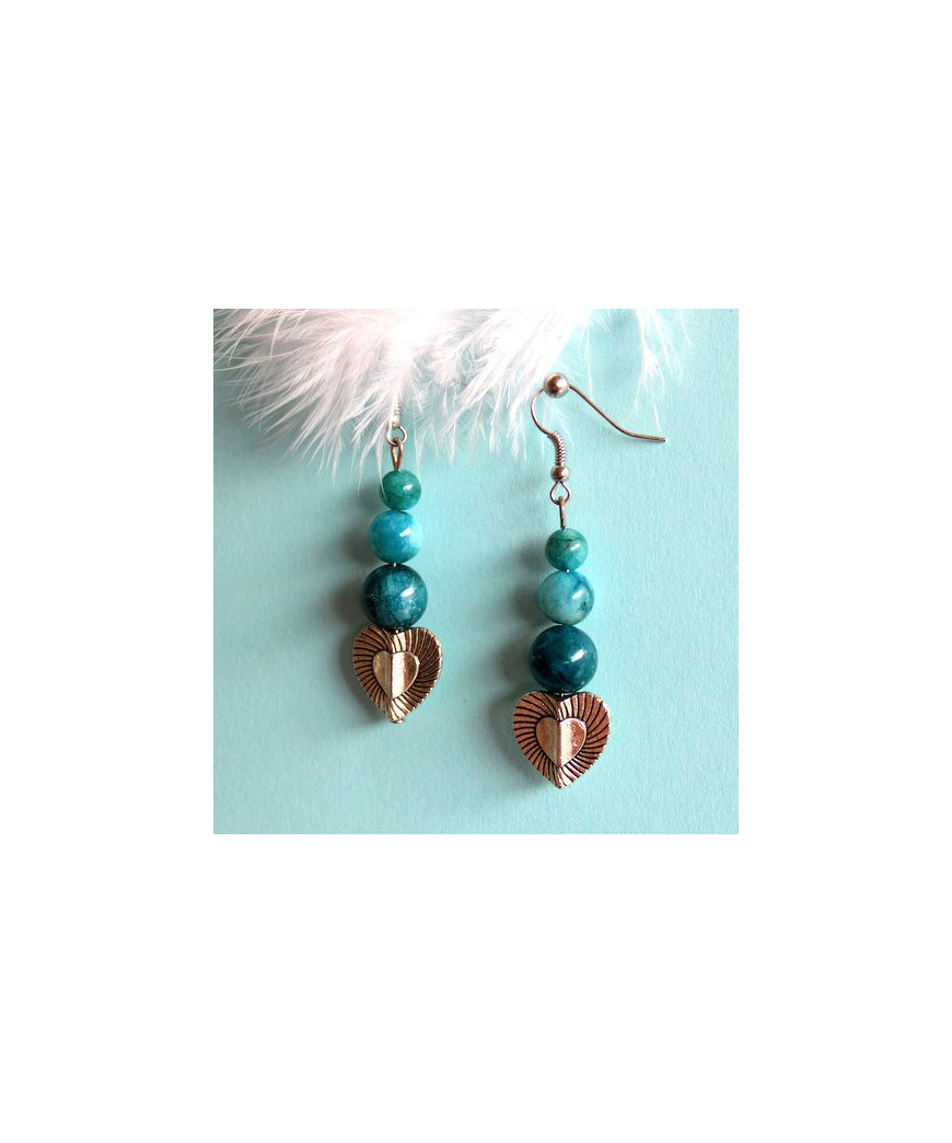 Boucles d'oreilles Cœur  Apatite