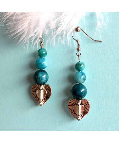 Boucles d'oreilles Cœur  Apatite