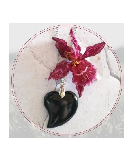 Pendentif Cœur  Agate noire