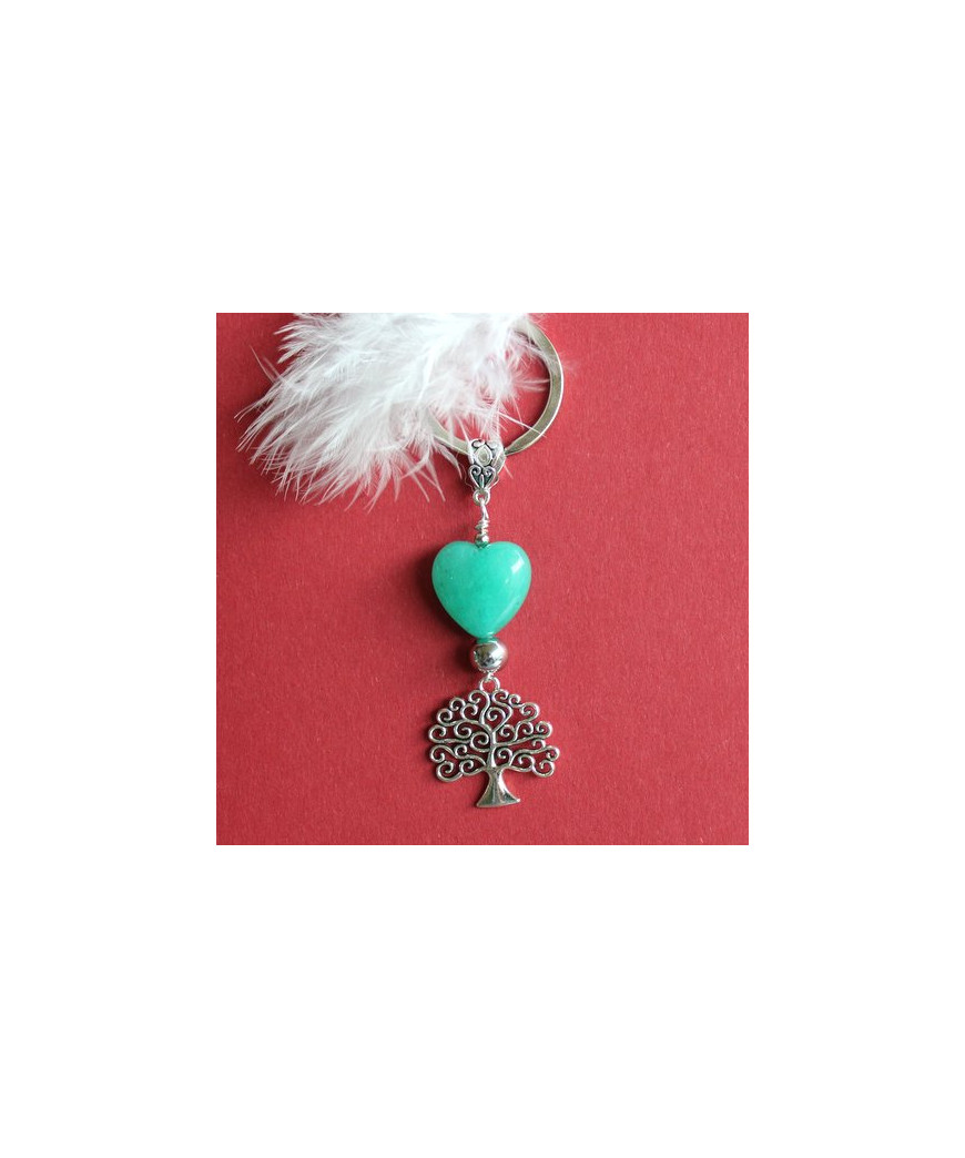 Porte-clefs Arbre de Vie en Jade vert