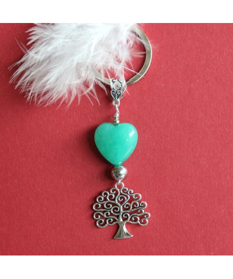 Porte-clefs Arbre de Vie en Jade vert