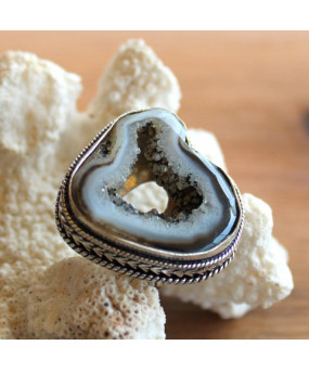Bague en Agate  druzy