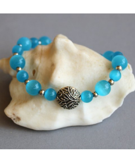Bracelet en Agate Œil de chat bleu
