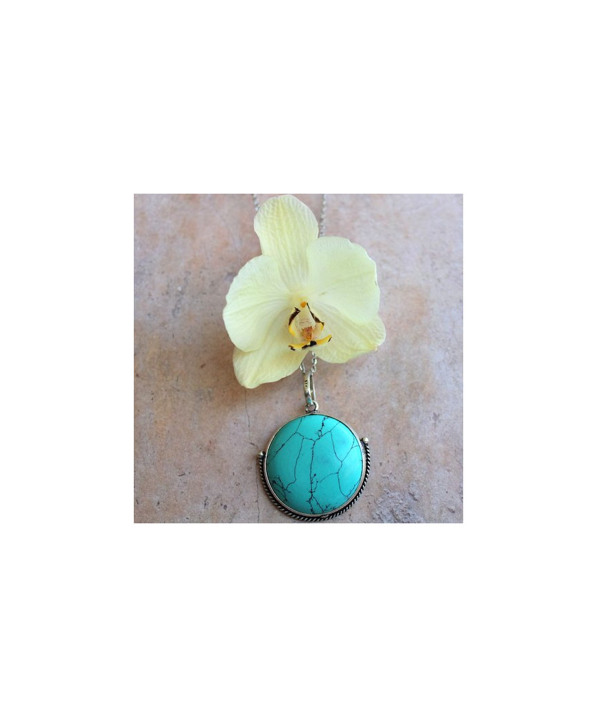 Pendentif rond Turquoise