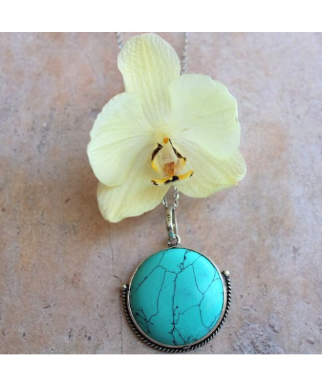 Pendentif rond Turquoise