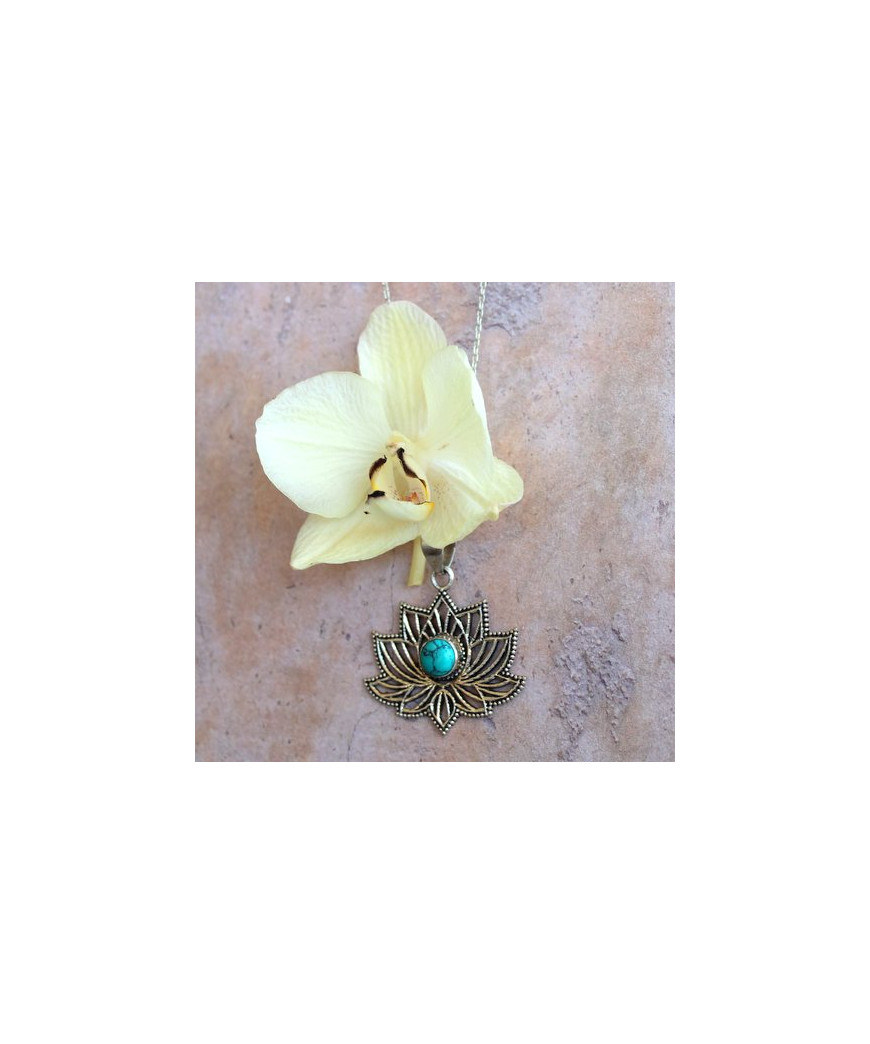 Pendentif Lotus en Turquoise