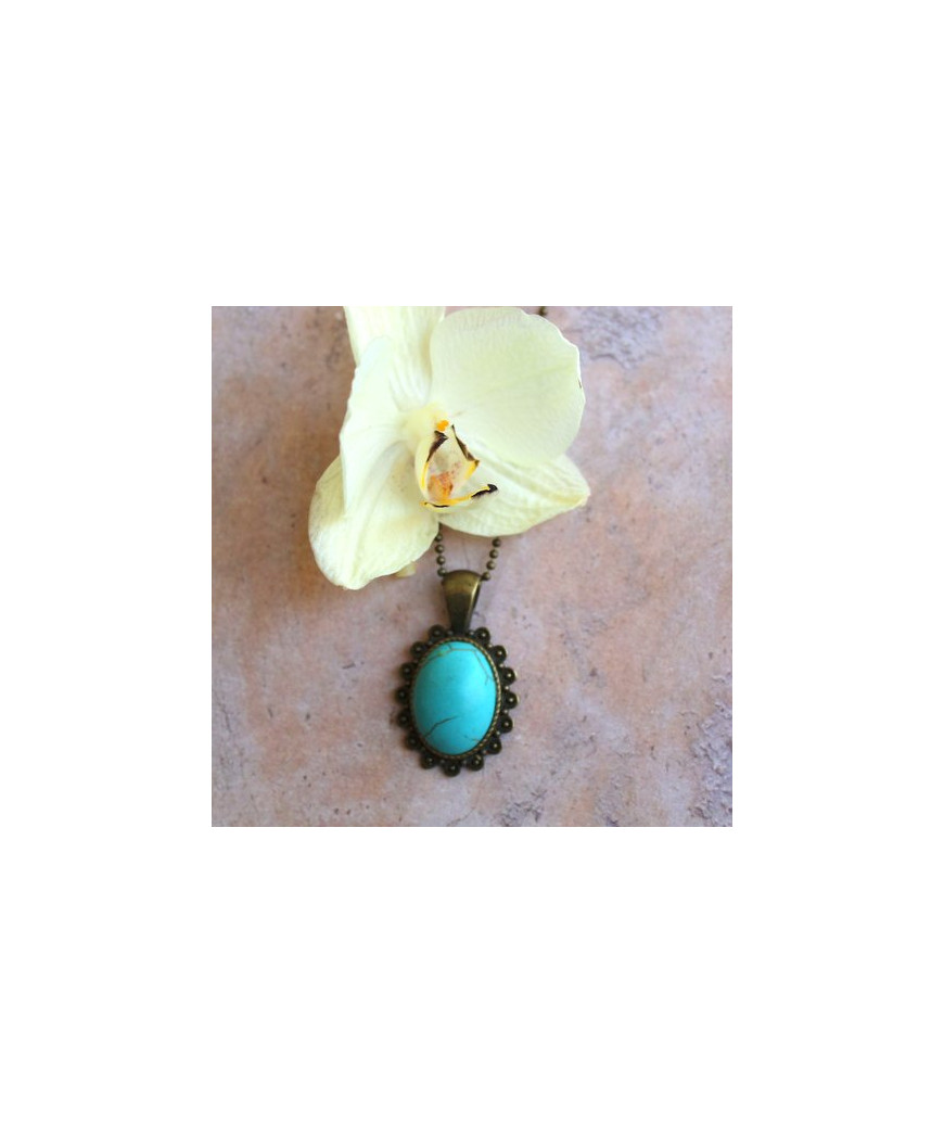 Pendentif cabochon en Turquoise