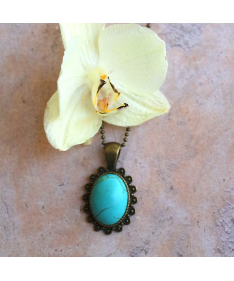 Pendentif cabochon en Turquoise