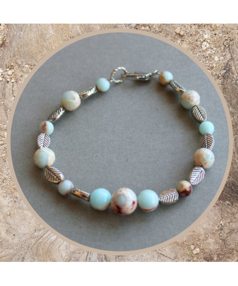 Bracelet Feuilles en Jaspe peau de serpent