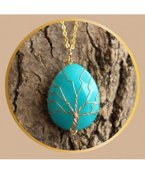 Pendentif Arbre de Vie en Amazonite