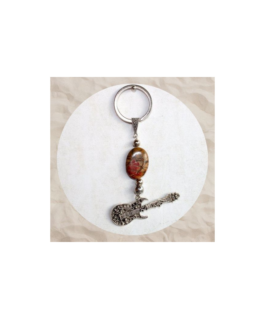 Porte-clefs Guitare en Jaspe Picasso