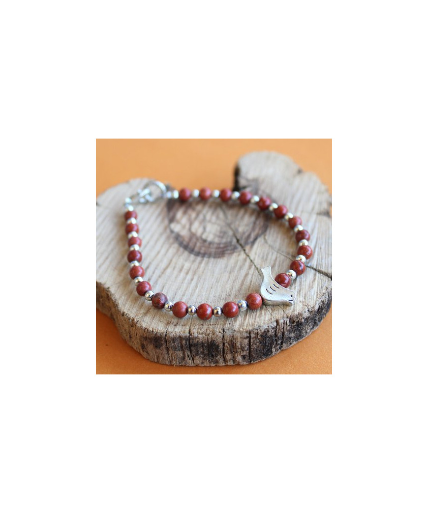 Bracelet Oiseau en Jaspe rouge