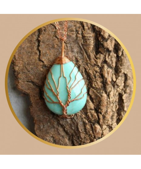 Pendentif Arbre de Vie en Turquoise