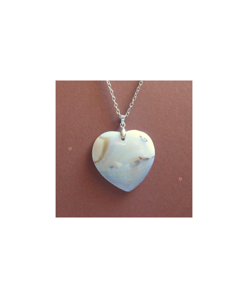 Pendentif Cœur Agate dendritique