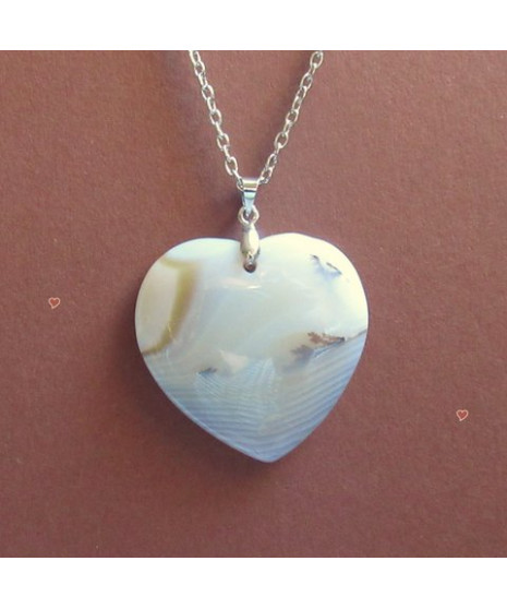 Pendentif Cœur Agate dendritique