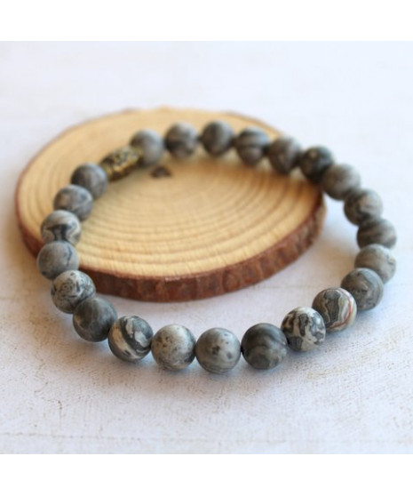 Bracelet en Agate crazy grise