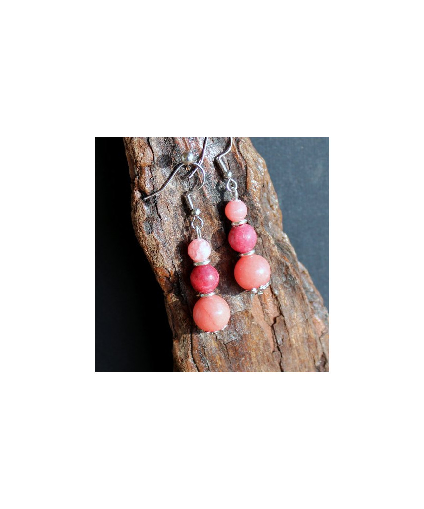 Boucles d'Oreilles en Rhodochrosite