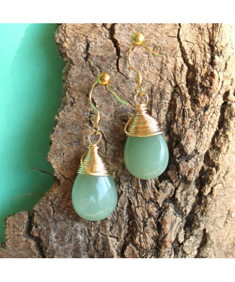 Boucles d'oreilles dorées en Aventurine