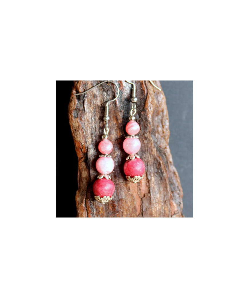 Boucles d'Oreilles en Rhodochrosite
