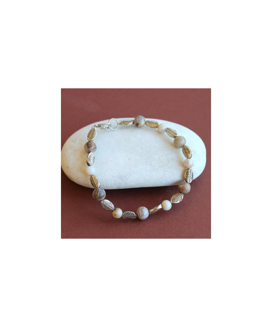 Bracelet Feuilles en Agate bambou