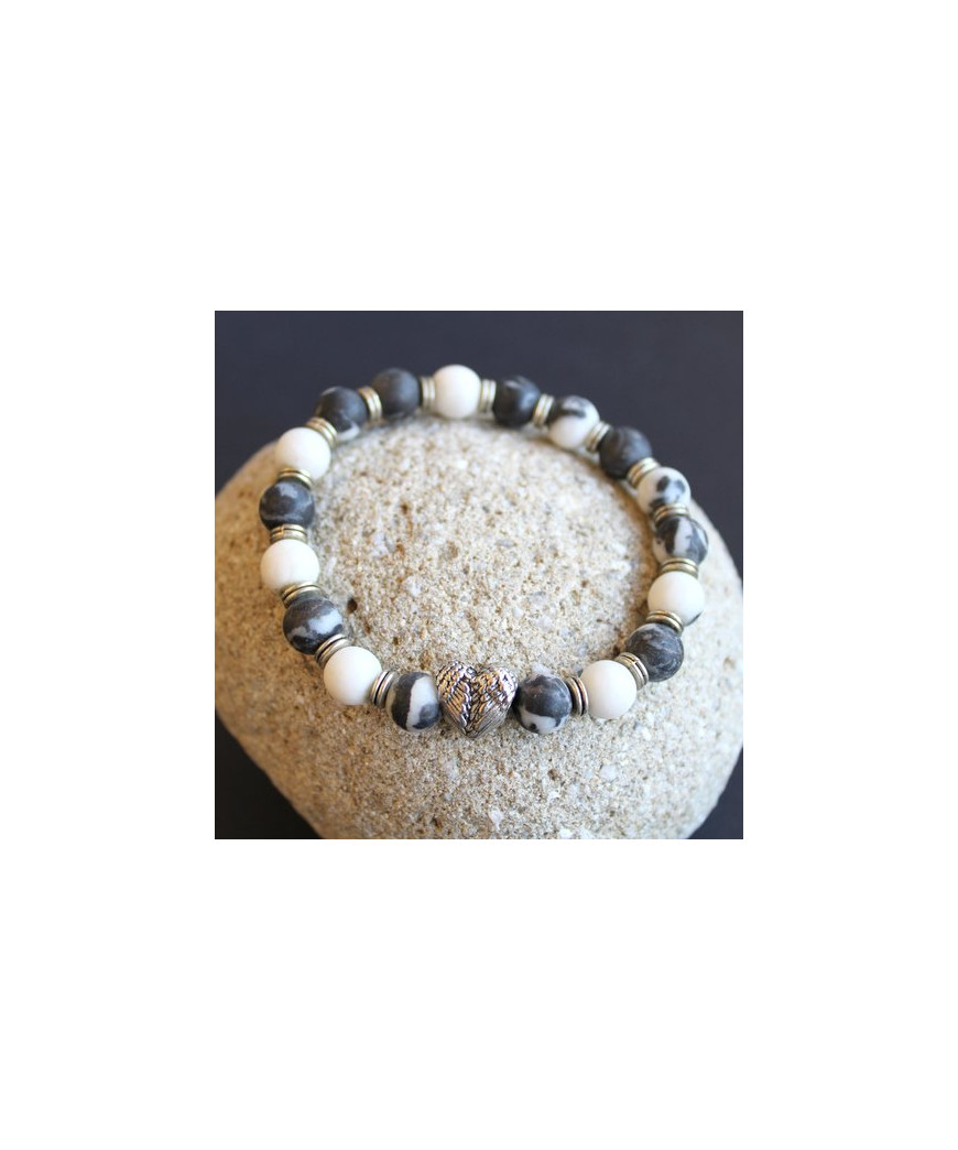 Bracelet Cœur Jaspe zébré