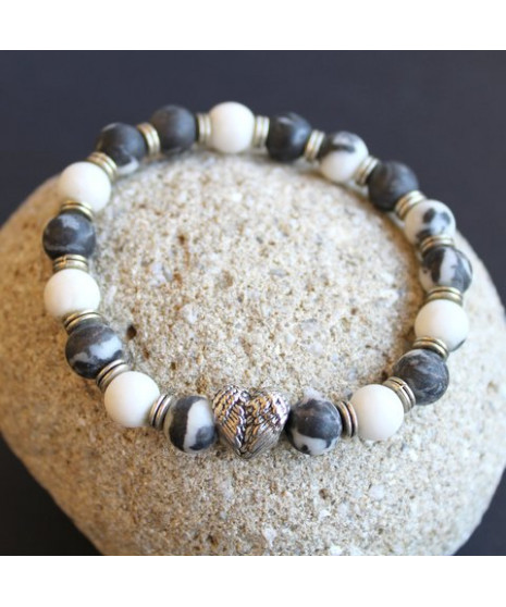 Bracelet Cœur Jaspe zébré