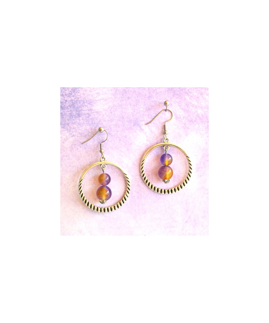 Boucles d'oreilles en Amétrine