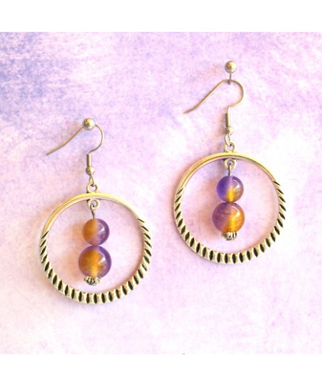 Boucles d'oreilles en Amétrine