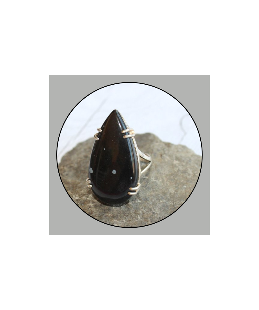 Bague en Obsidienne Flocons de neige