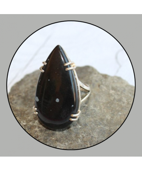 Bague en Obsidienne Flocons de neige