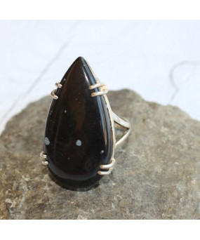 Bague en Obsidienne Flocons de neige