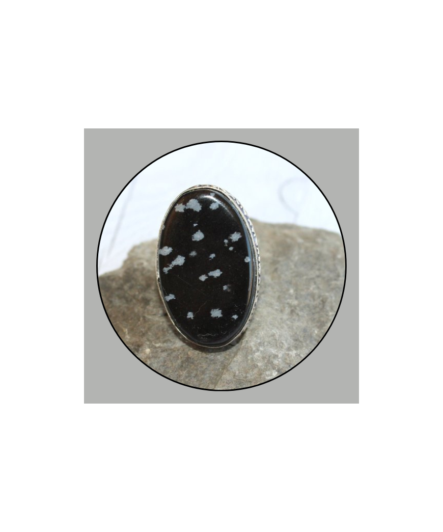 Bague en Obsidienne Flocons de neige