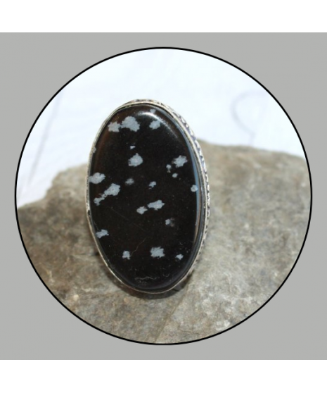 Bague en Obsidienne Flocons de neige