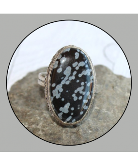 Bague en Obsidienne Flocons...