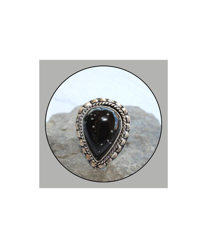 Bague en Obsidienne Flocons de neige