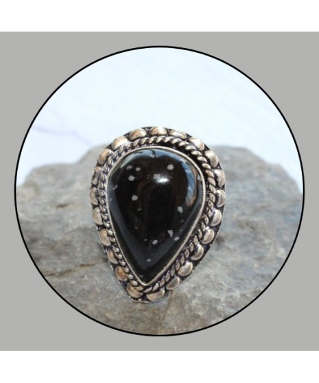 Bague en Obsidienne Flocons de neige